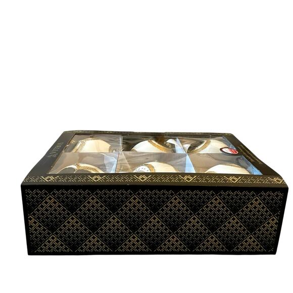 Set 6 Vitbis BLACK GOLD Glass Christmas Ornaments 3in Handcrafted in Poland NEW - Picture 7 of 15